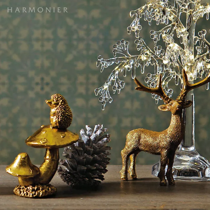 ゴールドフォレストトナカイオブジェ2コセット｜クリスマス雑貨の通販