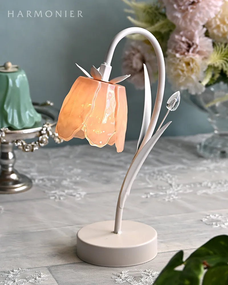 フラワーランプスタンド/ホワイト※電池・USB仕様（typeｰCコード付属