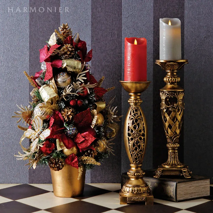 ゴールドアンティークキャンドルホルダー/エンタシス｜クリスマス雑貨