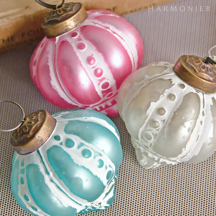 ミニガラスオーナメント5.5cm/パステルミックス3コセット｜クリスマス