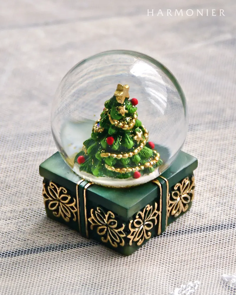 ミニスノードーム/ギフトボックスツリー（レッド/グリーン