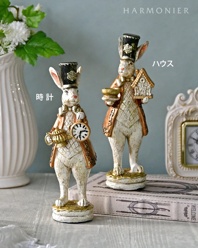 プリンス＆プリンセスラビットオブジェ(ブルー/ピンク)｜輸入雑貨の