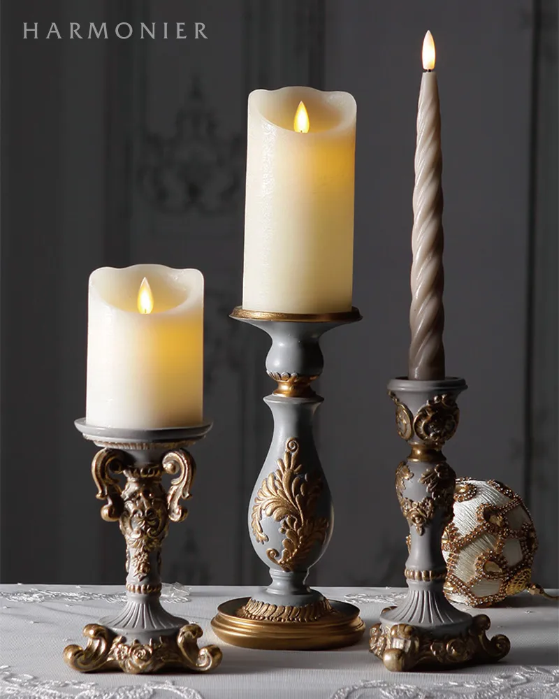 ローズテーパーキャンドルホルダー/グレイゴールド｜クリスマス雑貨の