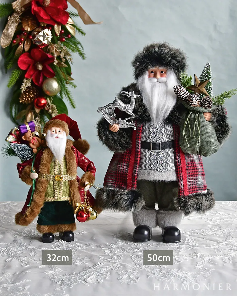 サンタクロースフィギュア/フォレストチェック50cm｜クリスマス雑貨の