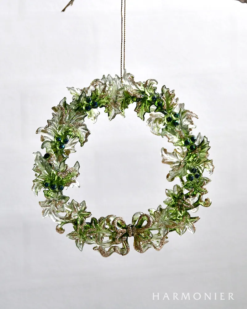 クリアーグリーンリーフミニリースオーナメント/グリーン｜クリスマス