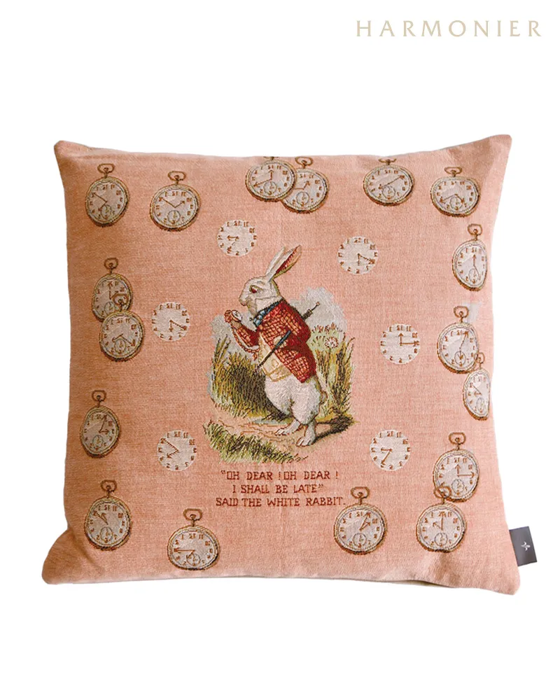 ARTdeLYSフランス製ゴブラン織クッション/クロックラビット/ピンク