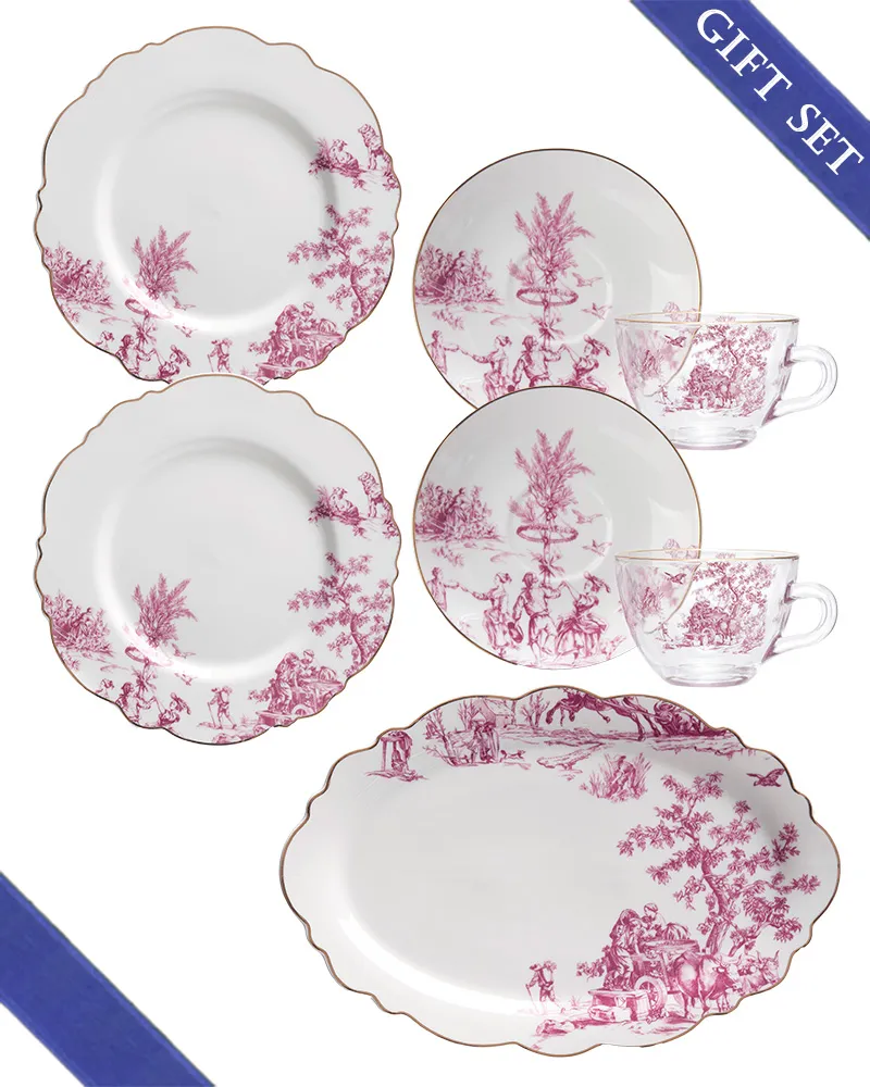 ギフトSET/トワルドジュイ/ボルドー アフタヌーンティー食器セット