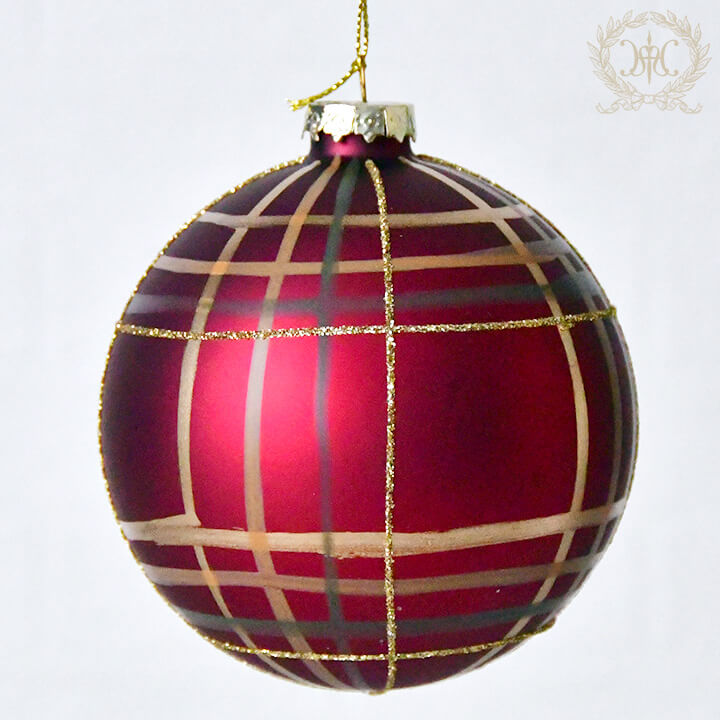 Web Store限定】レッドチェックガラスボールオーナメント φ10cm (ZODAX