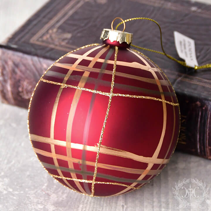 Web Store限定】レッドチェックガラスボールオーナメント φ10cm (ZODAX