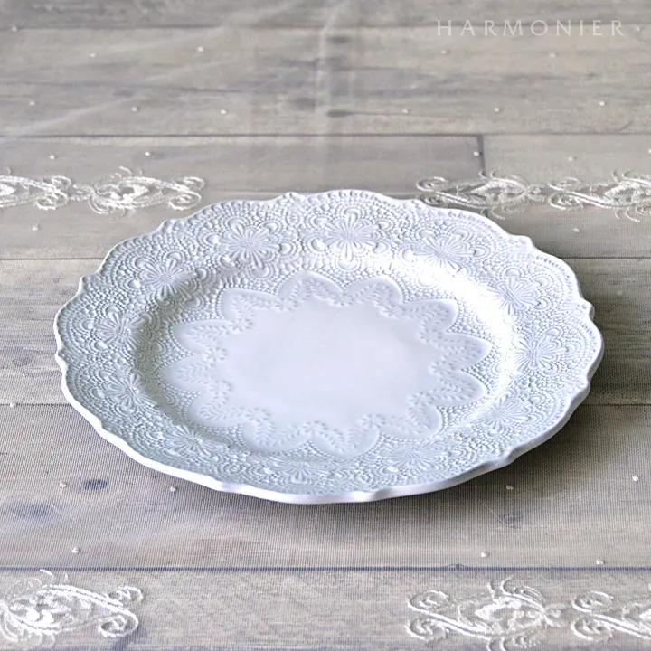 メルレットホワイトレースプレート27cm/イタリア製｜輸入食器・雑貨の