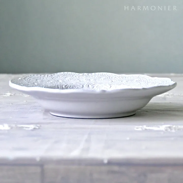 メルレットホワイトレースパスタプレート23cm/イタリア製｜輸入食器