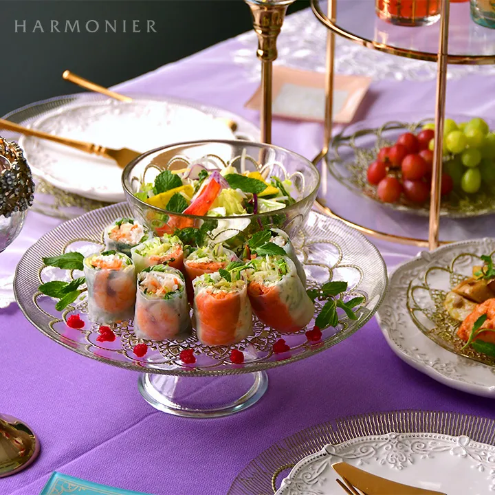 ゴールドダンテガラスケーキスタンドL 28cm/トルコ製｜輸入食器・雑貨