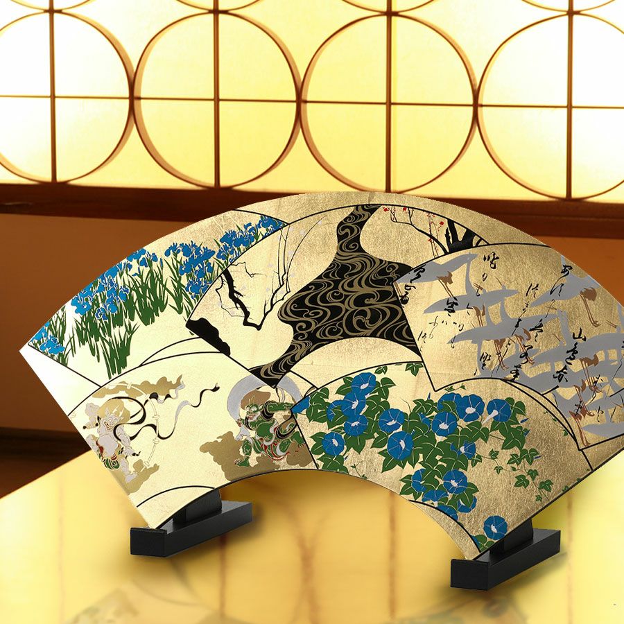 宮内庁御用達 漆器 山田平安堂】飾り扇 朝顔に金魚 | 漆器 山田平安堂