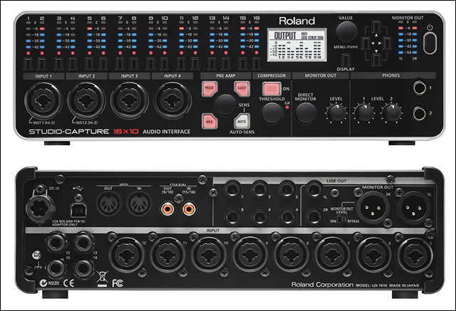 ローランド、24bit／192kHzに対応し、16ch入力／10ch出力を装備した