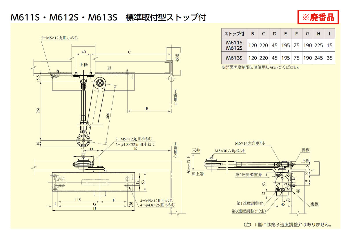廃番ドアクローザー M613Sの取替品｜美和ロック（MIWA） – イブニーズ