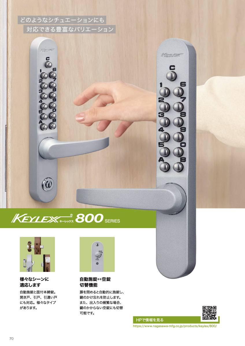 22823M｜キーレックス 自動施錠（レバー）｜長沢製作所（KEYLEX
