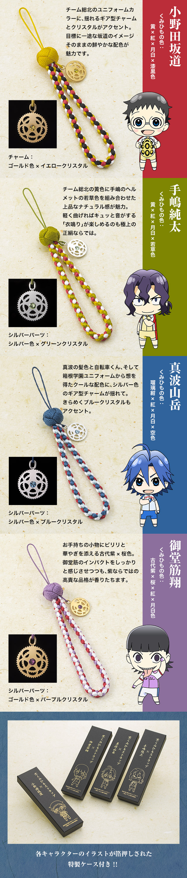 プレミコ】弱虫ペダル×京くみひも 正絹製ストラップ 全4種類