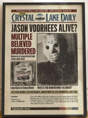 Friday the 13th Film Horror Jason Voorhees Style Newspaper Home