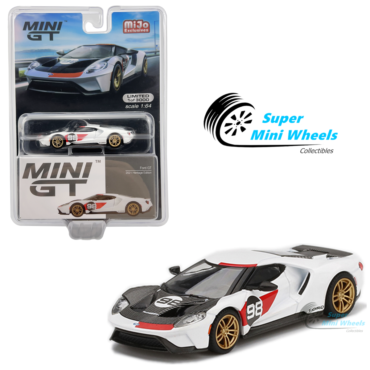 Mini GT 1:64 Ford GT 2021 #98 Heritage Edition (White) #313 | eBay