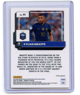 2022-23 Donruss FIFA Soccer KYLIAN MBAPPE OPTIC CARD #51 SILVER