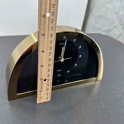 Vintage Seiko QQZ137G Half Moon Gold Black Mantle Clock Tested