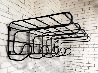 Vintage IKEA Fran BLACK METAL Wall Shelf Coat Rack LOUISE