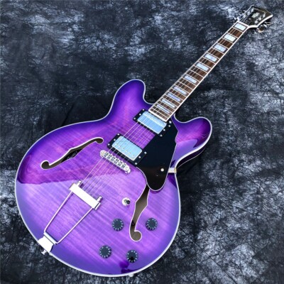 New Grote Purple Flame Maple Archtop Semi Hollow Jazz Electric