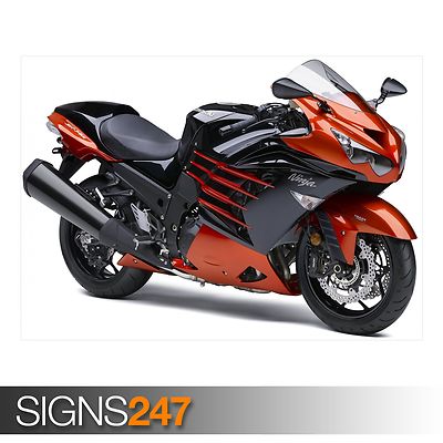 KAWASAKI NINJA ZX14R poster featuring orange bike in various
