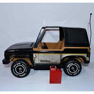 Vintage Tonka Bronco Truck MR-970 Jeep Black Gold And Gas Can GI