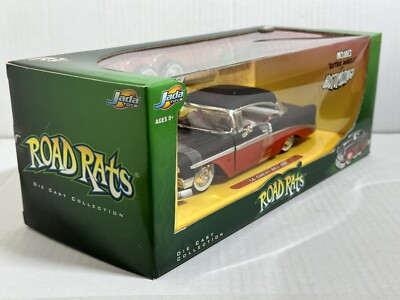 JADA ROAD RATS 1956 CHEVY BEL AIR MATTE BLACK / RED 1:24 DIECAST
