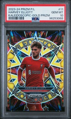 23/24 Prizm Kaleidoscopic GOLD Liverpool Harvey Elliott 9/10 PSA