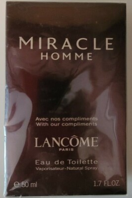 LANCOME MIRACLE HOMME MEN 1.7 OZ / 50 ML EAU DE TOILETTE SPRAY HTF