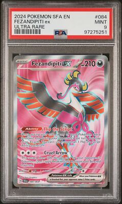 PSA 9 Fezandipiti Ex Ultra Rare #084 2024 Pokemon Sfa Shrouded