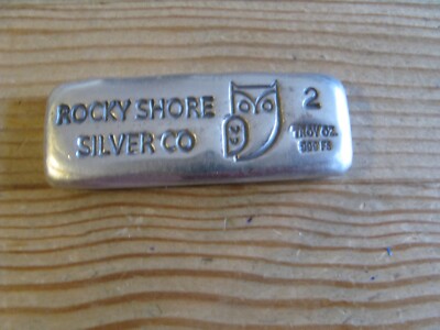 Collectible Rocky Shore Silver Company 2 oz 999 Poured Silver Bar