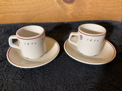 Set Of Two Limoges Hediard 1854 Porcelain Coffee Tea Cup And