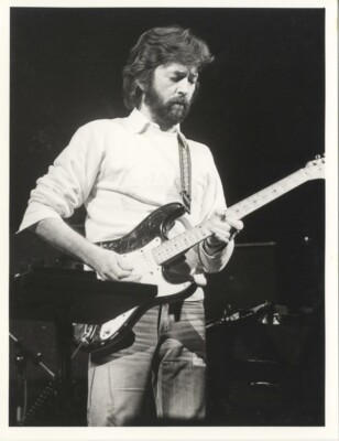 Eric Clapton playing guitar 1979 Concert Tour Stamped Original 7x9