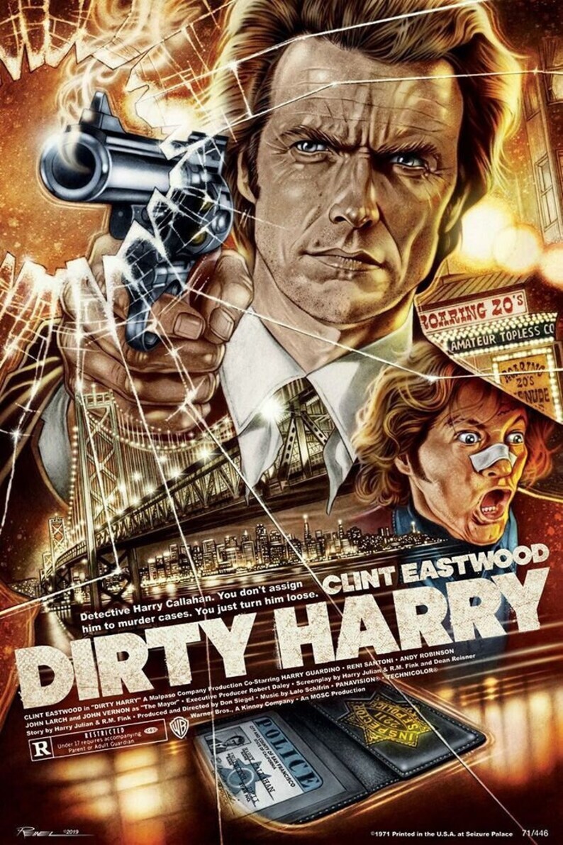 Dirty Harry Clint Eastwood Movie Poster Print 17 X 12 Reproduction