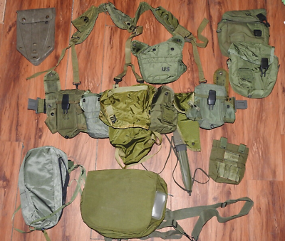 RARE USGI LC-1 & LC-2 ALICE FULL LOADOUT RIG w/ SUSPENDERS BELT