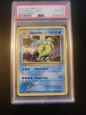 POKEMON PSA 10 GEM MINT 2016 XY EVOLUTIONS GYARADOS 34/108 HOLO