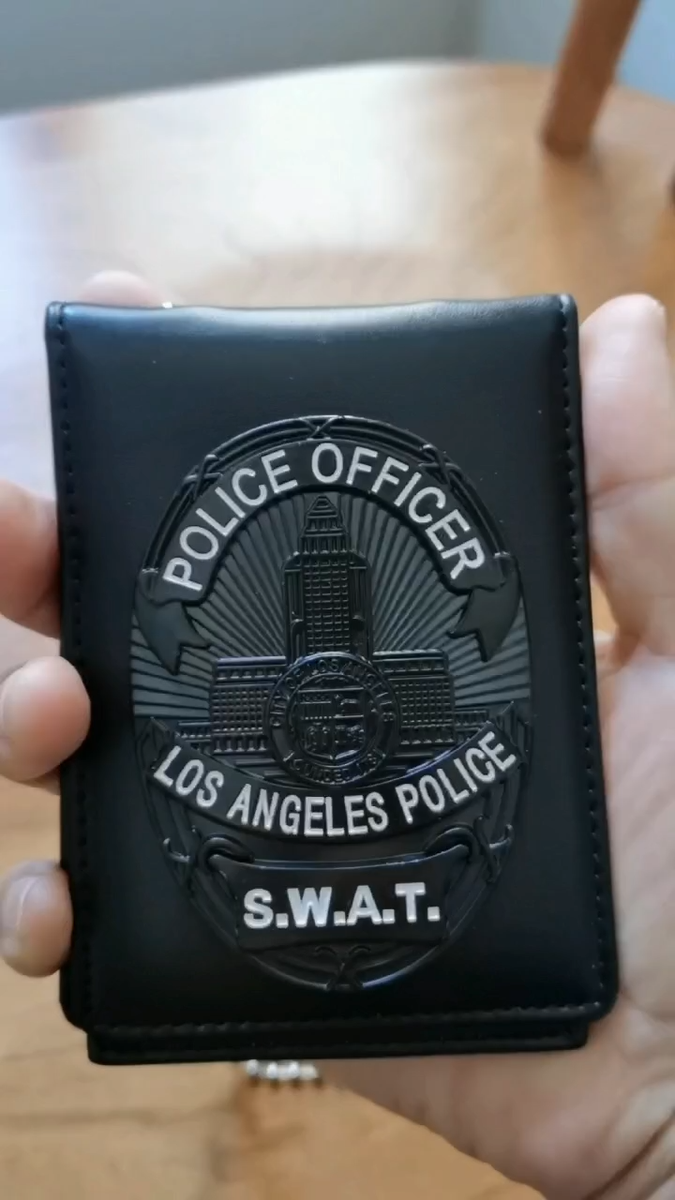 NEW LA Detective SWAT Badge ID Card Holder Wallet with Chain