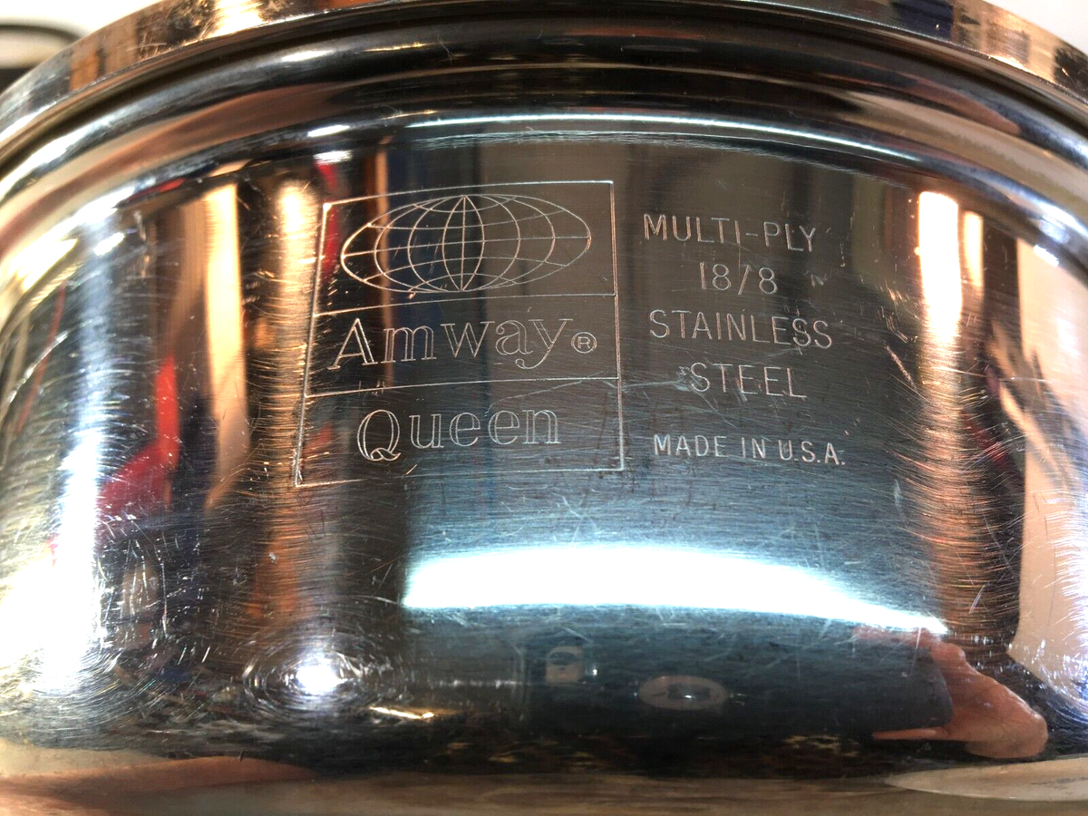 Amway Queen 18/8 Multi-Ply Stainless Steel Cookware 3 Pans 2 Lids