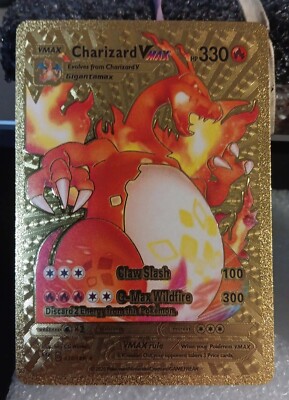 Pokemon Charizard VMAX Gold Foil Fan Art 330hp G-Max Wildfire | eBay