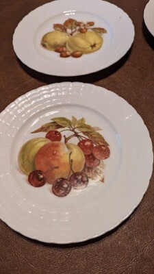 HUTSCHENREUTHER SET OF 6 DESSERT PLATES FRUITS 7 3/4