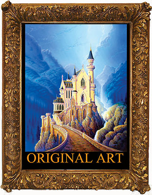ORIGINAL PAINTING Castle Camelot Cinderella Bavarian