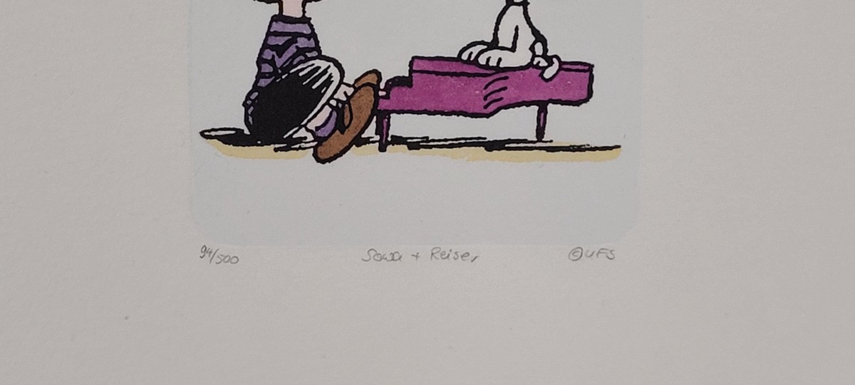 Peanuts Snoopy & Schroeder Etching Sowa & Reiser Art Piano Music