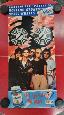 Rare Original 1989 Rolling Stones Steel Wheels Tour Poster, Canada