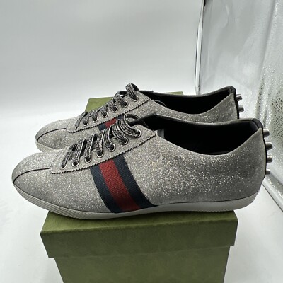 GUCCI BAMBI WEB SILVER 414684-KW040-8162 MENS SIZE 39 US SIZE 9 IN