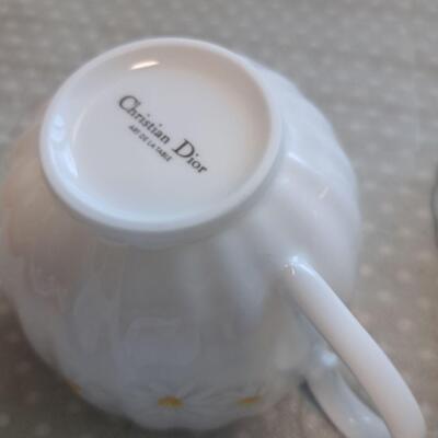 Christian Dior Pair Coffee Tea Cup & Saucer Margaret Flower