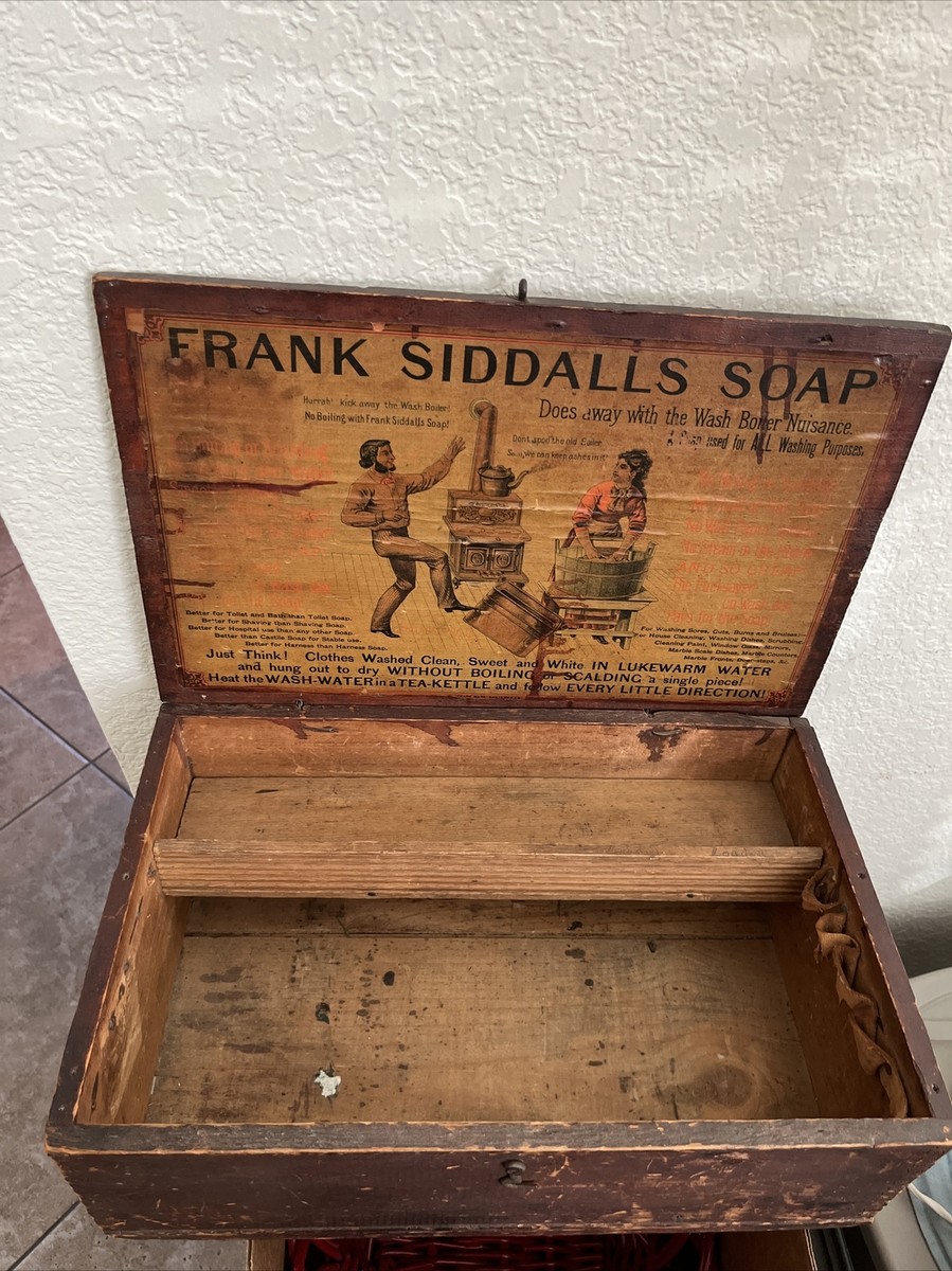 FRANK SIDDALLS SOAP Wood Box w/Orig Label W Shelf & Leather