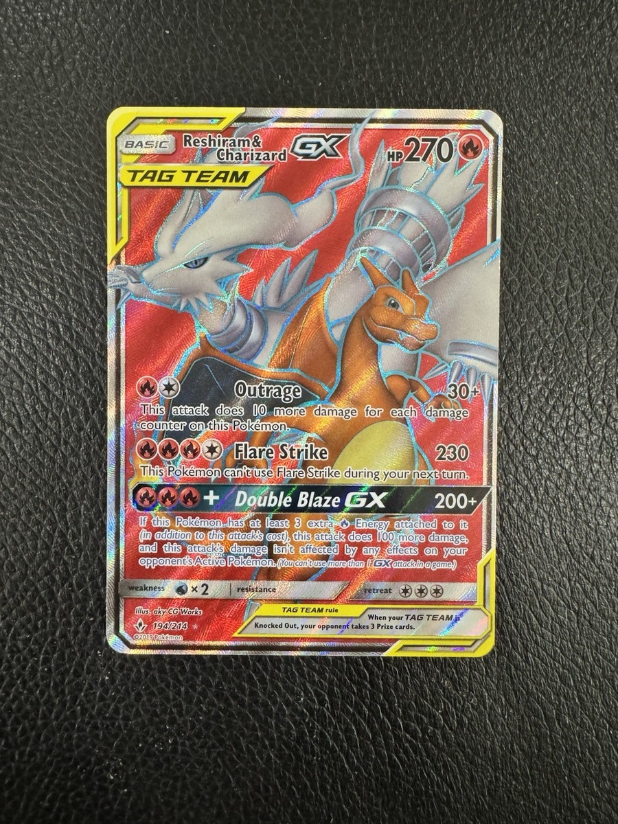 Pokémon TCG: Reshiram & Charizard GX Full Art Ultra Rare 194/214